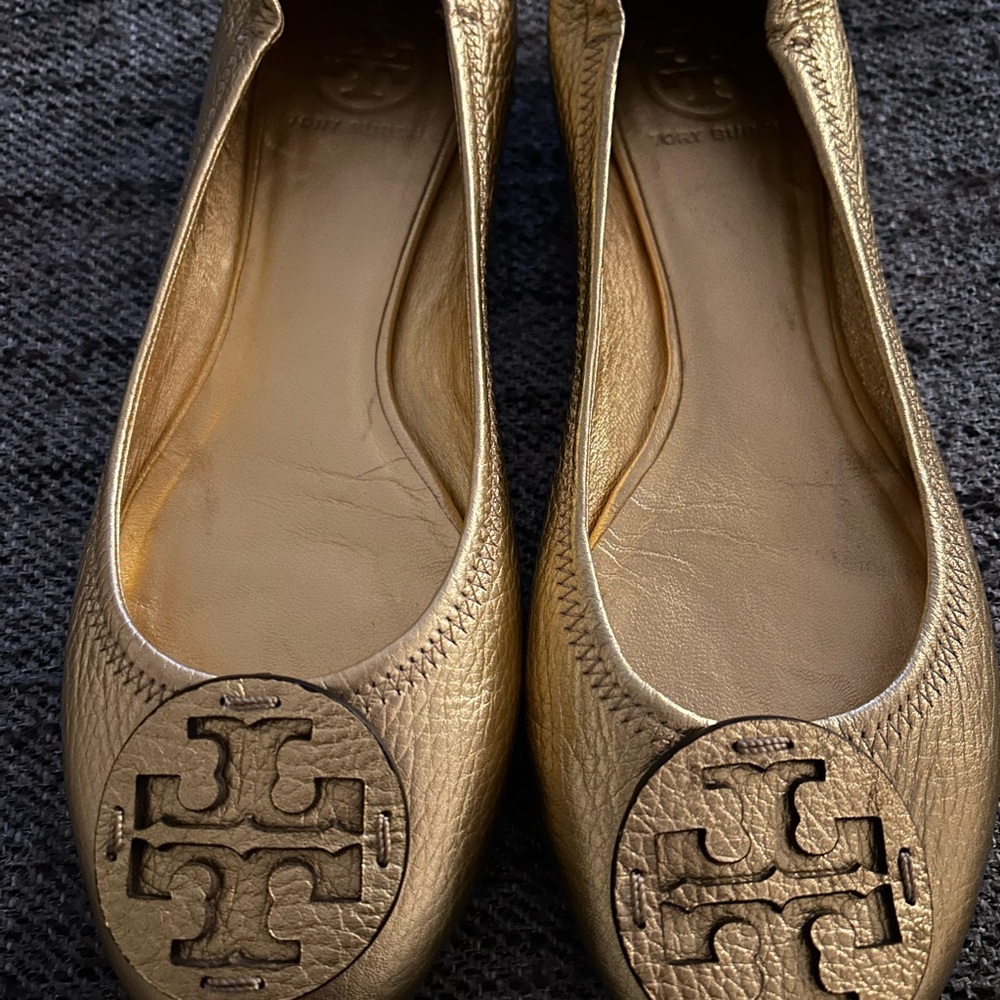 Tory Burch Metallic Gold Flats Size 9.5